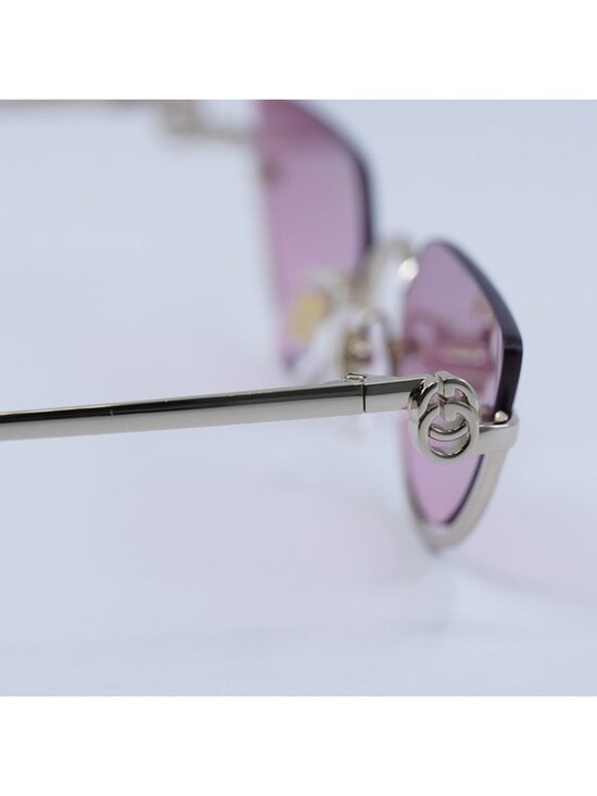 Gucci GG1603S 003 Sunglasses Gold Cat Eye Frame, Mirrored Violet Lenses main image 4